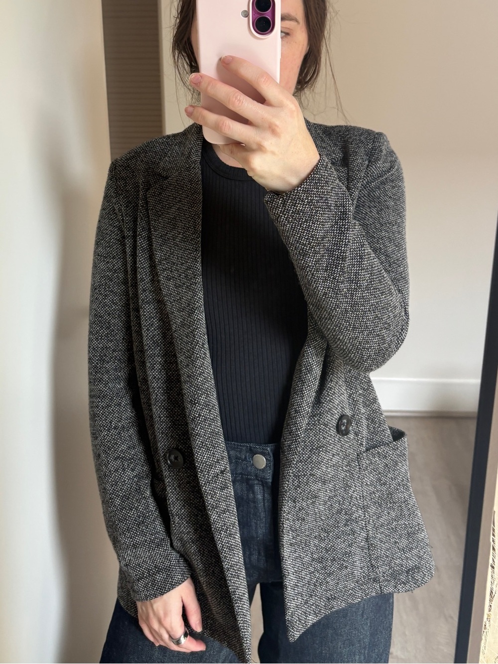 Daniel Rainn Charcoal Gray Double-Breasted Blazer